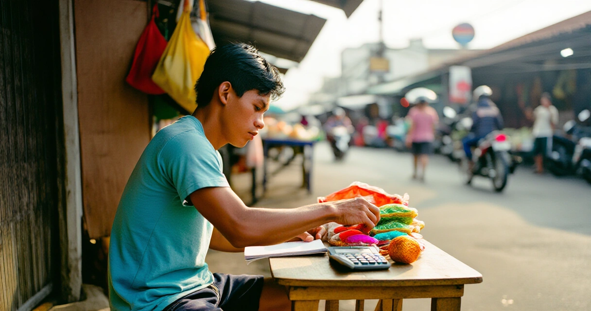 Batang Pilipinong negosyante na gumagamit ng diskarte sa pang-araw-araw na buhay