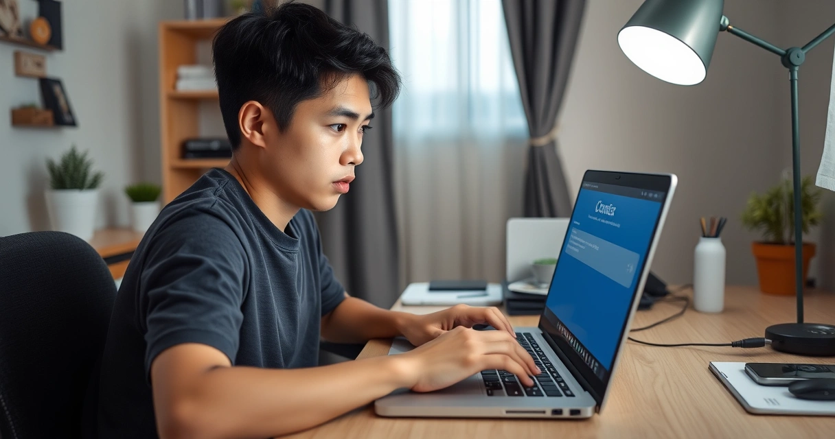 Pinoy freelancer na maingat na sinusuri ang isang kahina-hinalang mensahe sa laptop