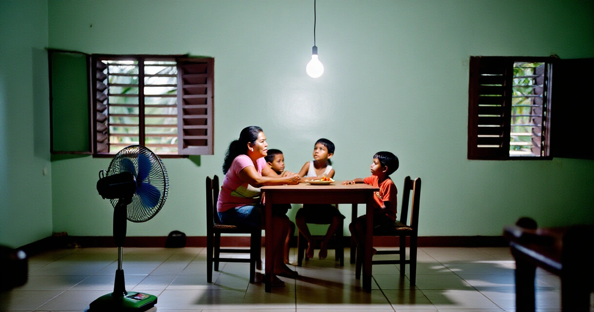Pamilyang Pilipino nagtitipid ng kuryente sa gabi gamit LED bulb at electric fan