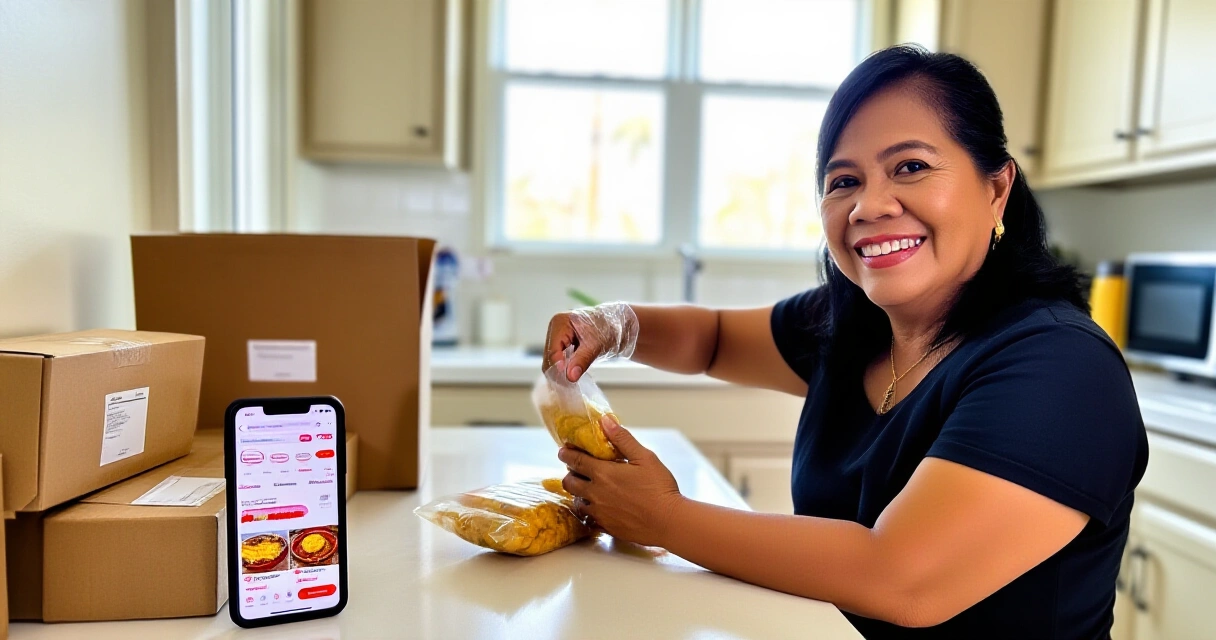 Babae na naghahanda ng mga produkto para sa kanyang negosyo sa bahay sa Pilipinas