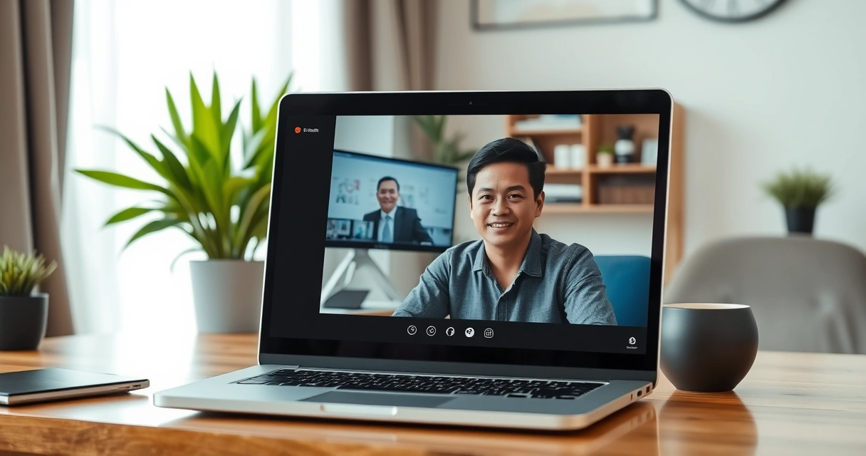 Pinoy freelancer na nakikipag-video call sa isang international client habang nasa home office