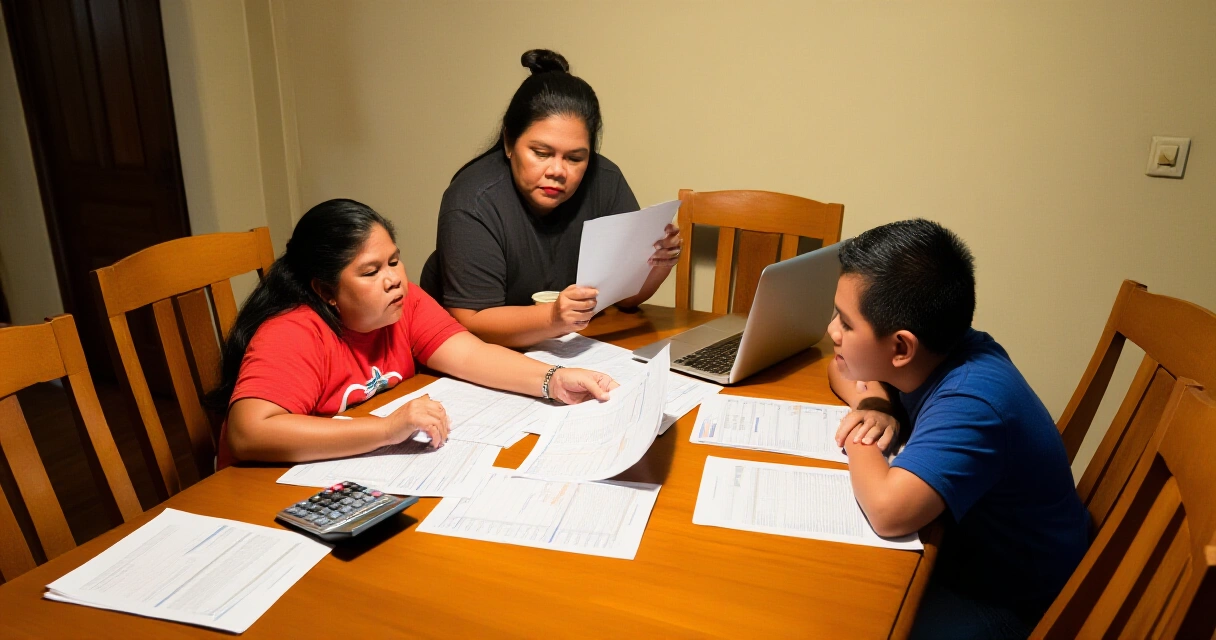 Pamilyang Pilipino na nag-aaral ng plano sa insurance sa bahay