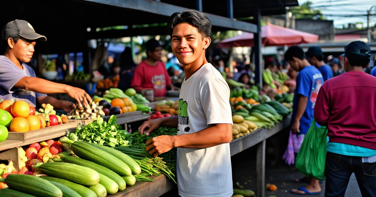 Batang Pilipinong negosyante sa palengke na may diskarte sa kanyang tindahan