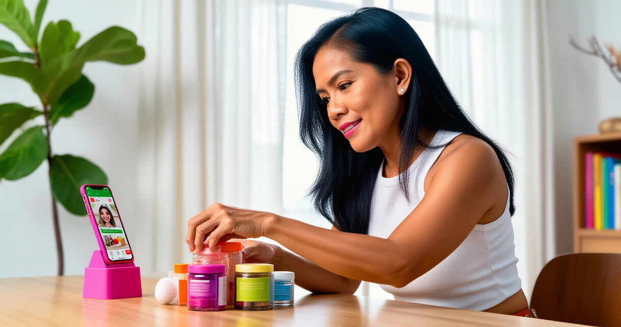Babae na naghahanda ng produkto para sa online selling sa bahay sa Pilipinas
