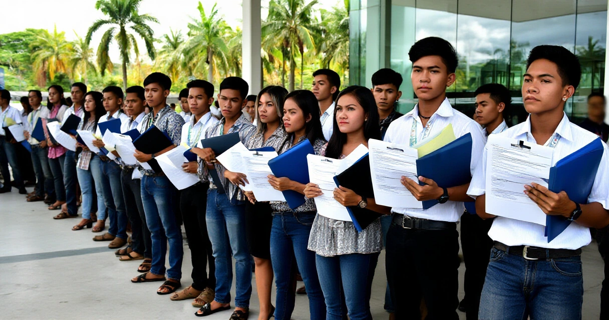 Mga Pilipinong naghahanap ng trabaho sa labas ng job fair venue